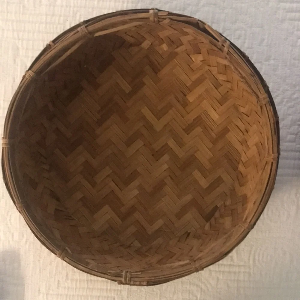 Chinese Tea Woven Wicker Basket Old Paint